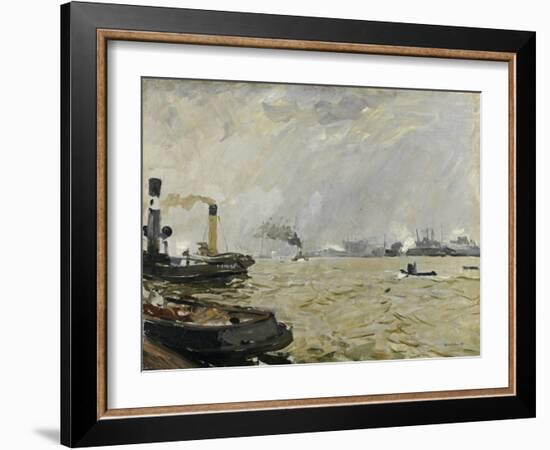 Port of Hamburg (Grey), 1916-Umberto Boccioni-Framed Giclee Print