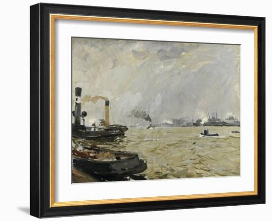 Port of Hamburg (Grey), 1916-Umberto Boccioni-Framed Giclee Print