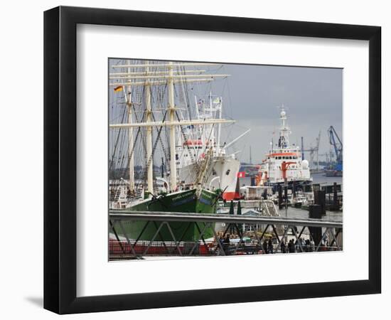 Port of Hamburg on the Elbe River, Hamburg, Germany, Europe-Christian Kober-Framed Photographic Print