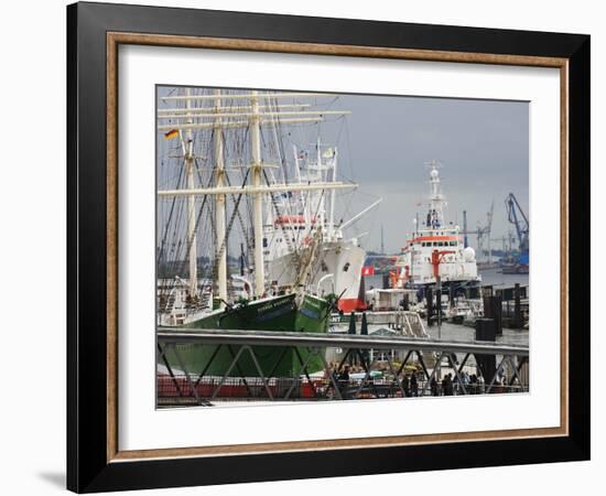 Port of Hamburg on the Elbe River, Hamburg, Germany, Europe-Christian Kober-Framed Photographic Print