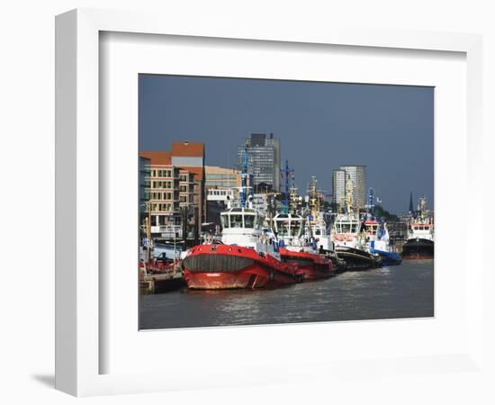 Port of Hamburg on the Elbe River, Hamburg, Germany, Europe-Christian Kober-Framed Photographic Print