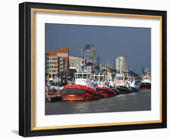 Port of Hamburg on the Elbe River, Hamburg, Germany, Europe-Christian Kober-Framed Photographic Print