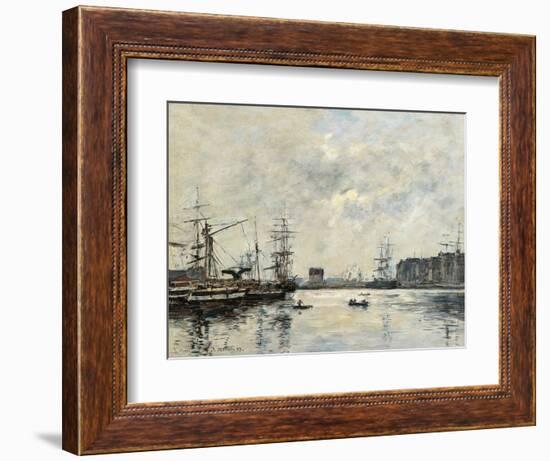 Port of Le Havre (Dock of La Barre)-Eugène Boudin-Framed Art Print
