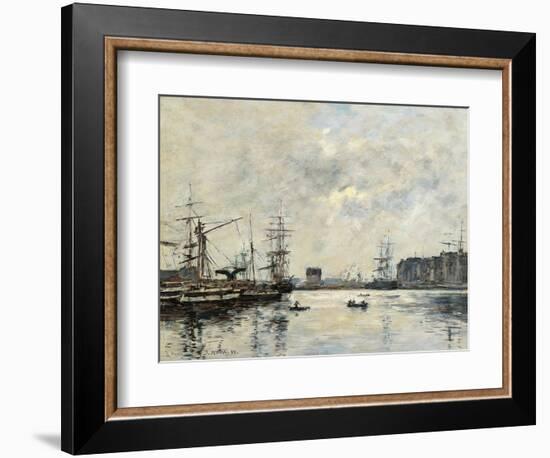 Port of Le Havre (Dock of La Barre)-Eugène Boudin-Framed Art Print