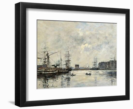 Port of Le Havre (Dock of La Barre)-Eugène Boudin-Framed Art Print