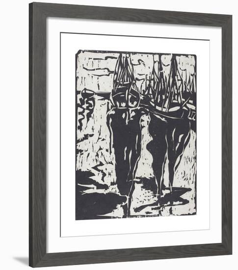 Port Scene - Hafenbild-Ernst Ludwig Kirchner-Framed Premium Giclee Print