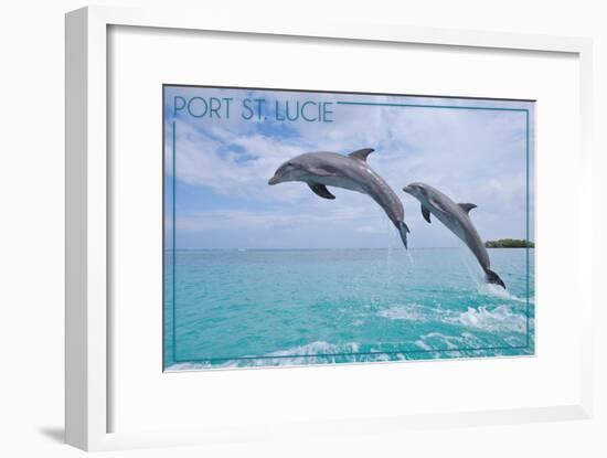 Port St. Lucie, Florida - Dolphins Jumping-Lantern Press-Framed Art Print