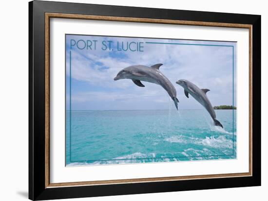 Port St. Lucie, Florida - Dolphins Jumping-Lantern Press-Framed Art Print