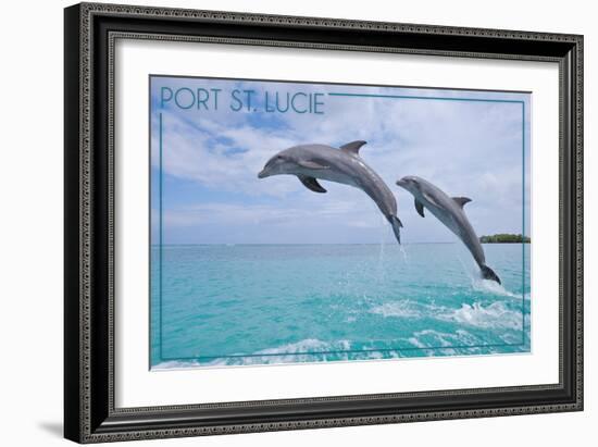Port St. Lucie, Florida - Dolphins Jumping-Lantern Press-Framed Art Print