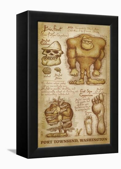 Port Townsend, Washington - Bigfoot da Vinci-Lantern Press-Framed Stretched Canvas