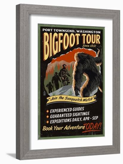 Port Townsend, Washington - Bigfoot Tours - Vintage Sign-Lantern Press-Framed Art Print