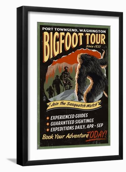Port Townsend, Washington - Bigfoot Tours - Vintage Sign-Lantern Press-Framed Art Print