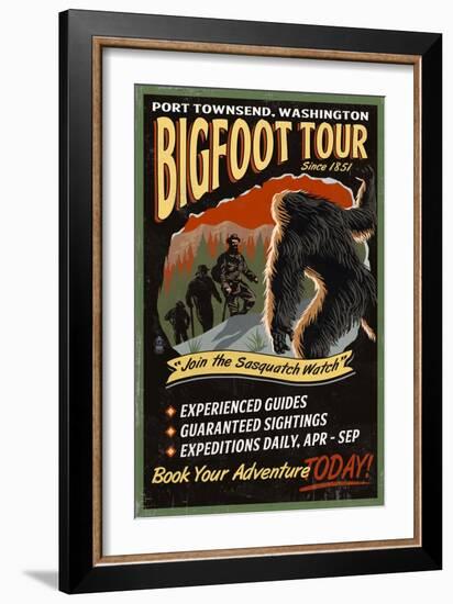 Port Townsend, Washington - Bigfoot Tours - Vintage Sign-Lantern Press-Framed Art Print