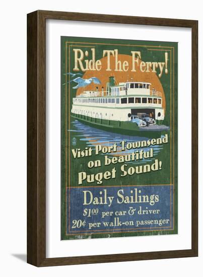 Port Townsend, Washington - Ferry-Lantern Press-Framed Premium Giclee Print