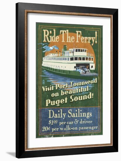 Port Townsend, Washington - Ferry-Lantern Press-Framed Premium Giclee Print