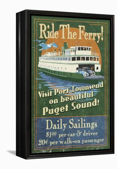 Port Townsend, Washington - Ferry-Lantern Press-Framed Stretched Canvas