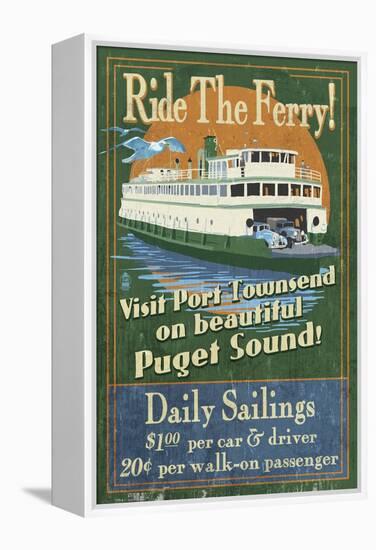 Port Townsend, Washington - Ferry-Lantern Press-Framed Stretched Canvas