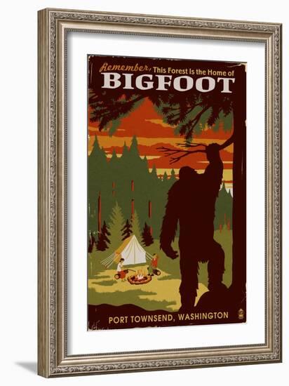 Port Townsend, Washington - Home of Bigfoot-Lantern Press-Framed Art Print