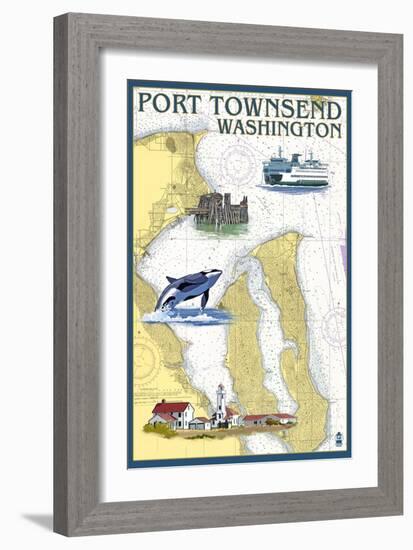 Port Townsend, Washington - Port Townsend Nautical Chart-Lantern Press-Framed Art Print