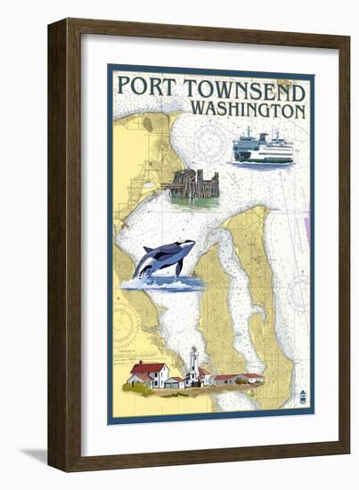 Port Townsend, Washington - Port Townsend Nautical Chart-Lantern Press-Framed Art Print