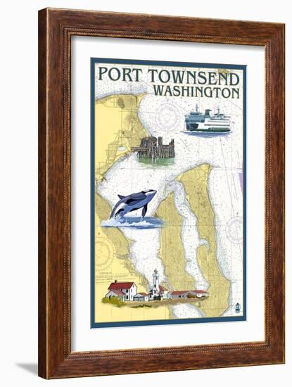 Port Townsend, Washington - Port Townsend Nautical Chart-Lantern Press-Framed Art Print