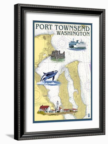 Port Townsend, Washington - Port Townsend Nautical Chart-Lantern Press-Framed Art Print