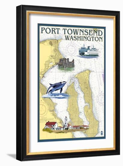 Port Townsend, Washington - Port Townsend Nautical Chart-Lantern Press-Framed Art Print