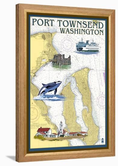 Port Townsend, Washington - Port Townsend Nautical Chart-Lantern Press-Framed Stretched Canvas