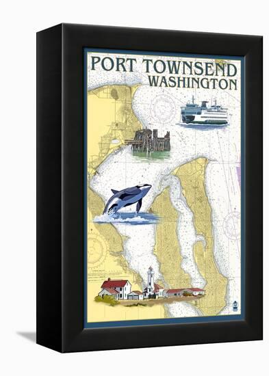 Port Townsend, Washington - Port Townsend Nautical Chart-Lantern Press-Framed Stretched Canvas