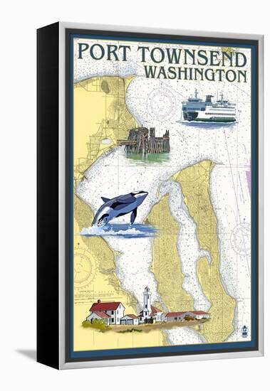 Port Townsend, Washington - Port Townsend Nautical Chart-Lantern Press-Framed Stretched Canvas