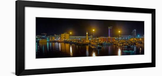 Port Vell at night, Barcelona, Catalonia, Spain-null-Framed Photographic Print