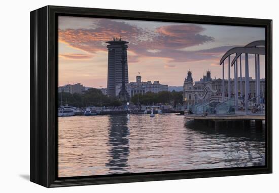 Port Vell at sunset, Barcelona, Catalonia, Spain, Europe-Frank Fell-Framed Premier Image Canvas