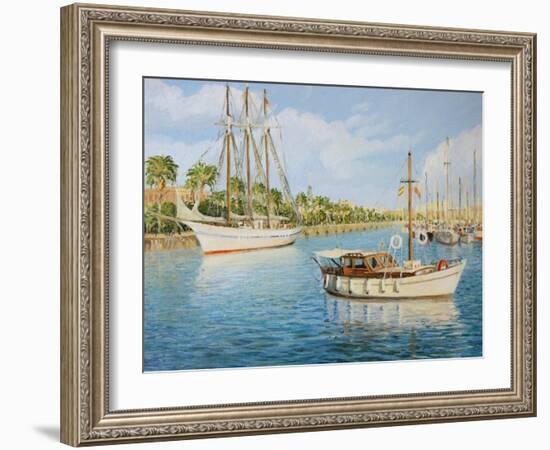 Port Vell In Barcelona-kirilstanchev-Framed Art Print