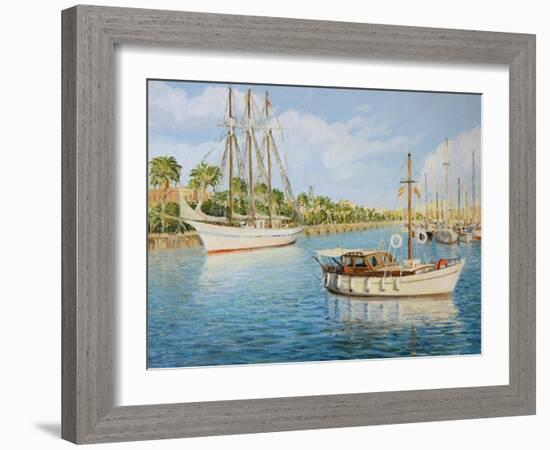 Port Vell In Barcelona-kirilstanchev-Framed Art Print