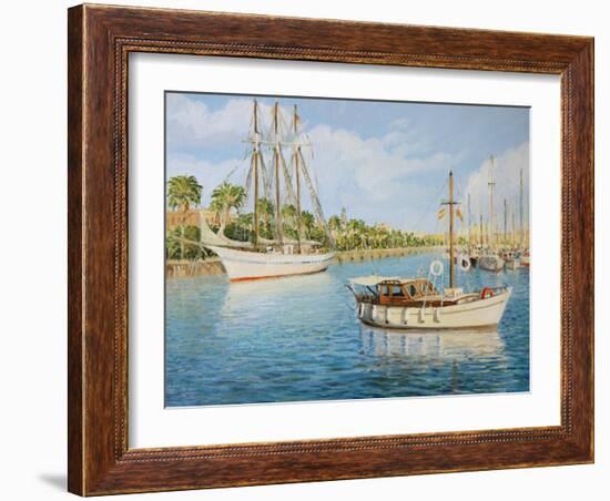 Port Vell In Barcelona-kirilstanchev-Framed Art Print