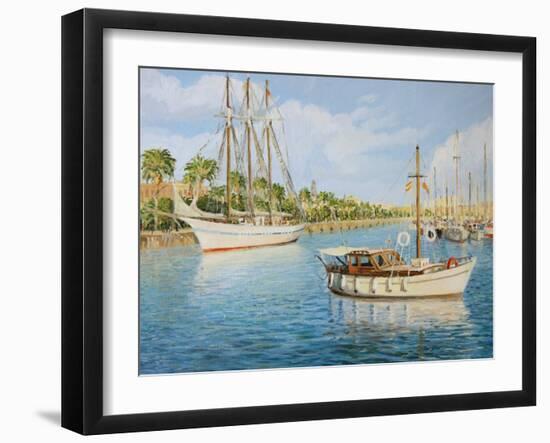 Port Vell In Barcelona-kirilstanchev-Framed Art Print