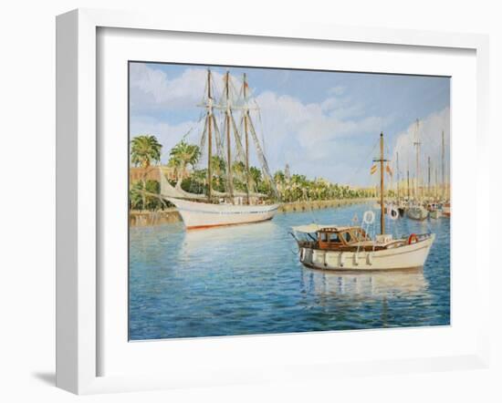 Port Vell In Barcelona-kirilstanchev-Framed Art Print