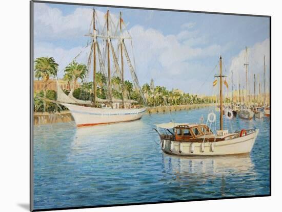 Port Vell In Barcelona-kirilstanchev-Mounted Art Print