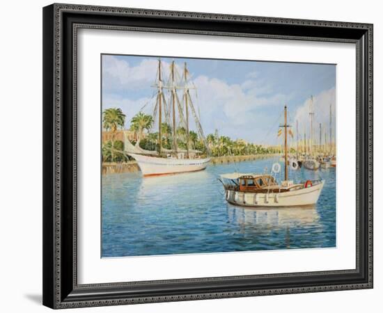 Port Vell In Barcelona-kirilstanchev-Framed Art Print