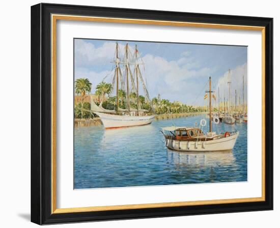 Port Vell In Barcelona-kirilstanchev-Framed Art Print