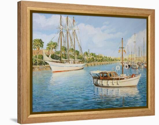 Port Vell In Barcelona-kirilstanchev-Framed Stretched Canvas