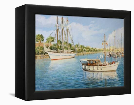 Port Vell In Barcelona-kirilstanchev-Framed Stretched Canvas