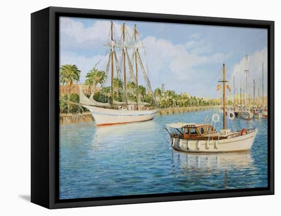 Port Vell In Barcelona-kirilstanchev-Framed Stretched Canvas