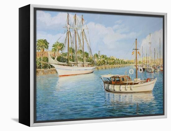 Port Vell In Barcelona-kirilstanchev-Framed Stretched Canvas