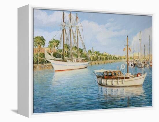 Port Vell In Barcelona-kirilstanchev-Framed Stretched Canvas