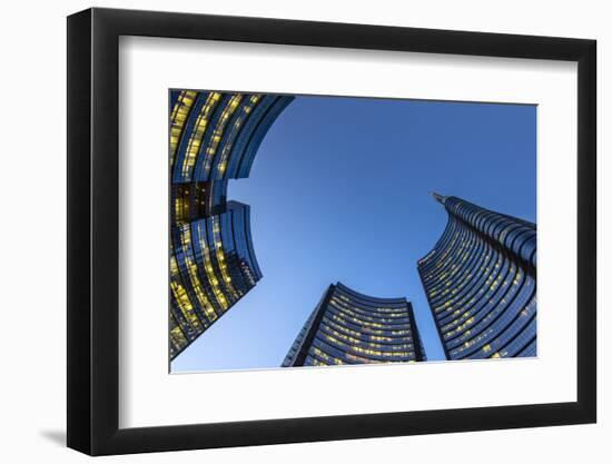 Porta Nuova Business District by Night, Milan, Lombardy, Italy-Stefano Politi Markovina-Framed Photographic Print