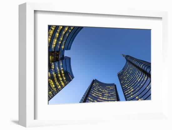 Porta Nuova Business District by Night, Milan, Lombardy, Italy-Stefano Politi Markovina-Framed Photographic Print