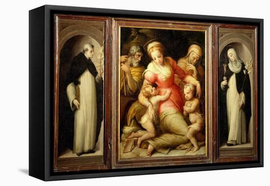 Portable Altar with the Madonna and Child with Saints Dominic and Catherine of Siena-Giovanni Battista Naldini-Framed Premier Image Canvas