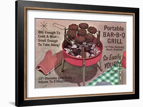 Portable Barbecue Grill, Retro-null-Framed Art Print