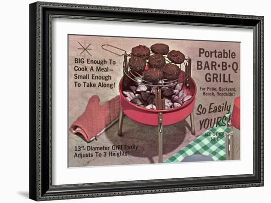 Portable Barbecue Grill, Retro-null-Framed Art Print